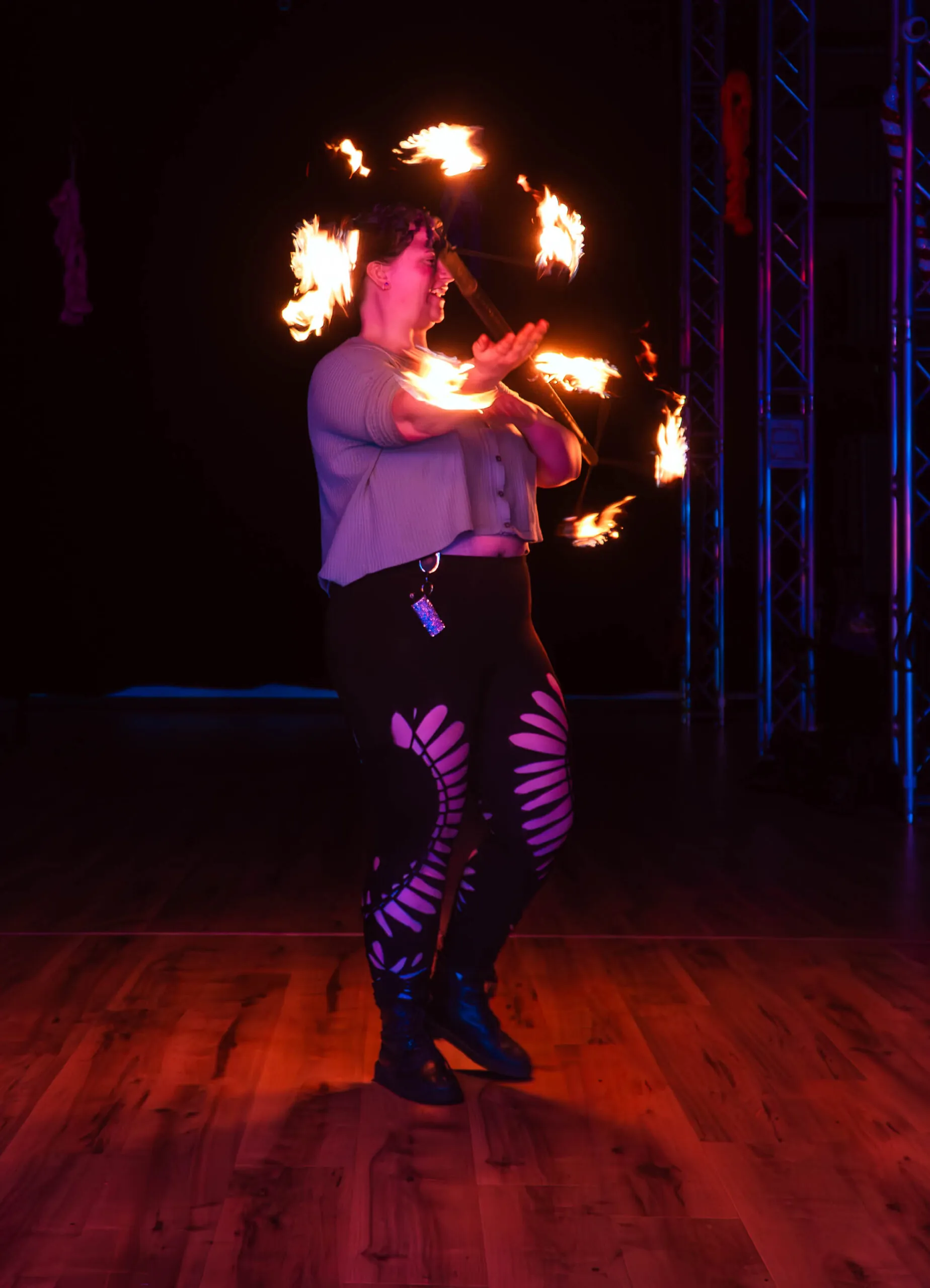 Students in an aerial class